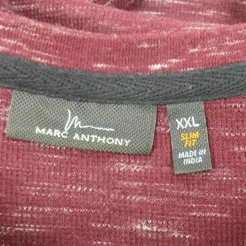 Marc Anthony Burgundy Heathered Long Sleeve Henley Size XXL Slim Fit - Picture 5 of 6